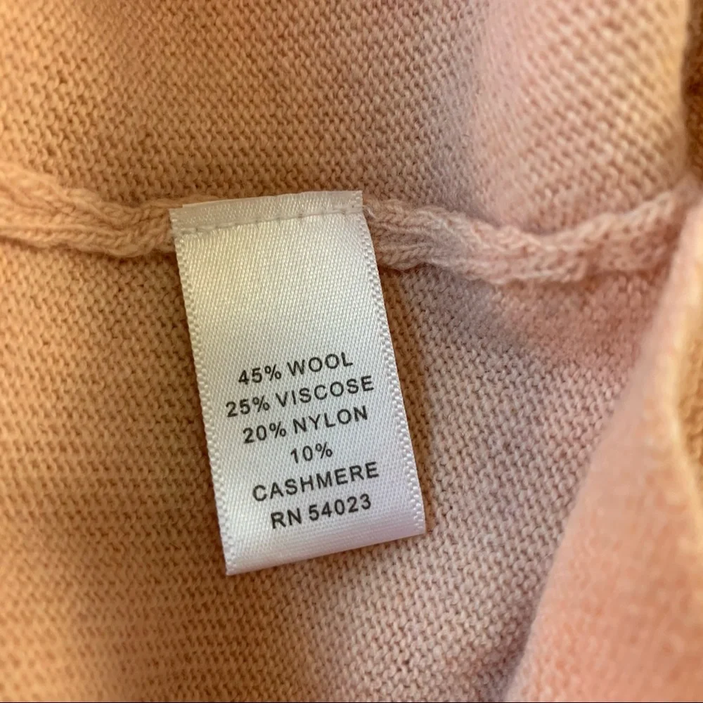 Banana Republic‎ Peach Pink Wool Cashmere Ruffle V-Neck Sweater S Italian Yarn